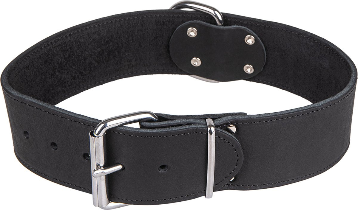 Flamingo Hondenhalsband Zacht Leer - 37cmx14mm - Maat S - Zwart