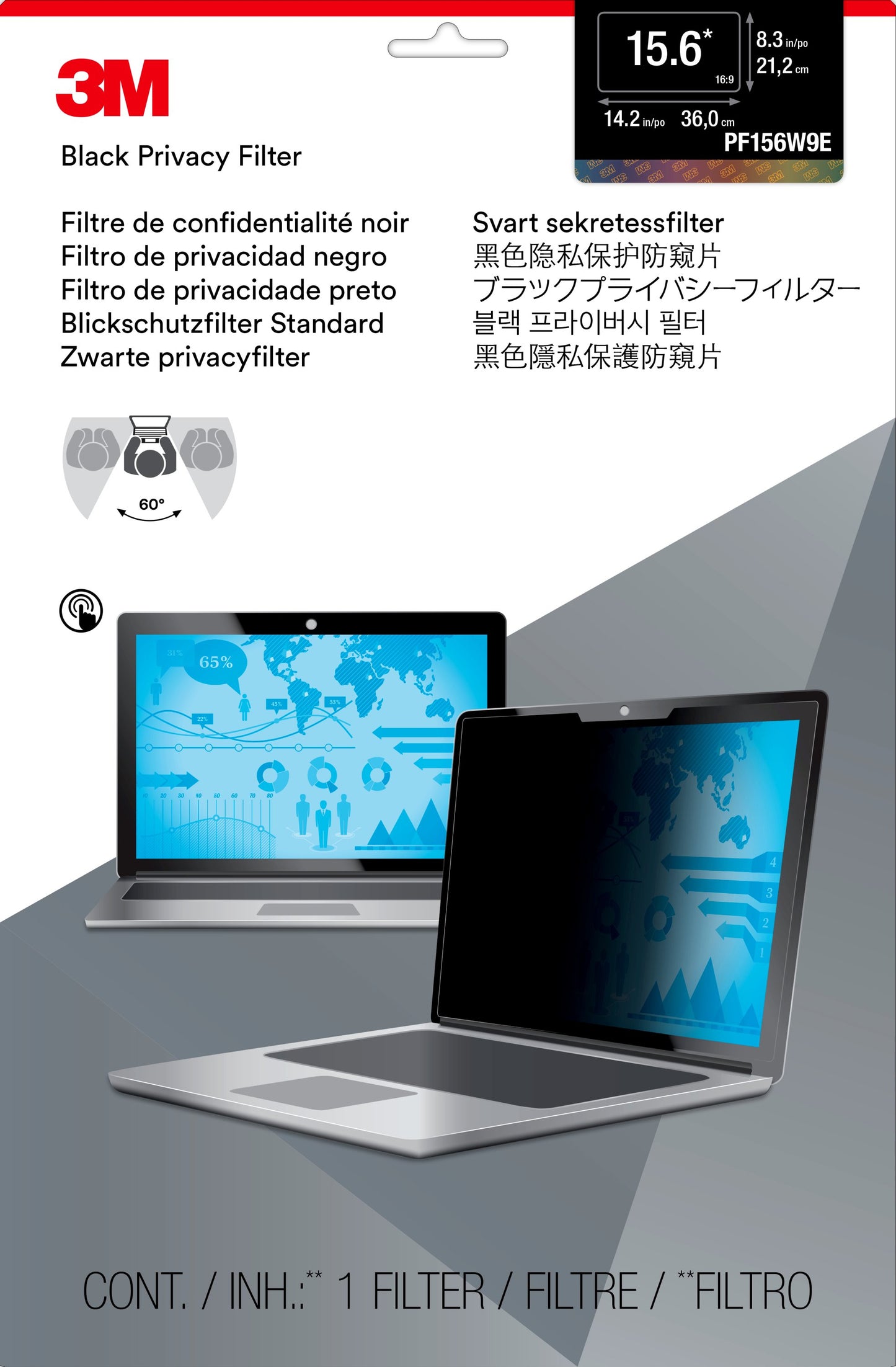 3M-privacyfilter voor 15,6-inch breedbeeldlaptop van rand tot rand