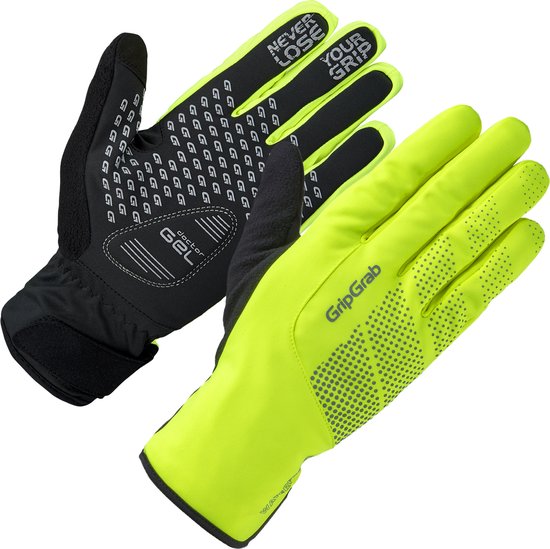 GripGrab - Ride Waterproof Winter Fietshandschoenen Lange Vinger Waterdicht met Padding - Unisex - Geel Hi-Vis - Maat S