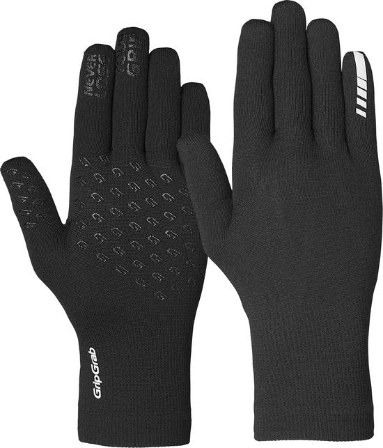 GripGrab - Waterproof Knitted Thermo Fietshandschoenen Waterdichte Gebreide Regen Fiets Handschoenen - Zwart - Unisex - Maat XS/S