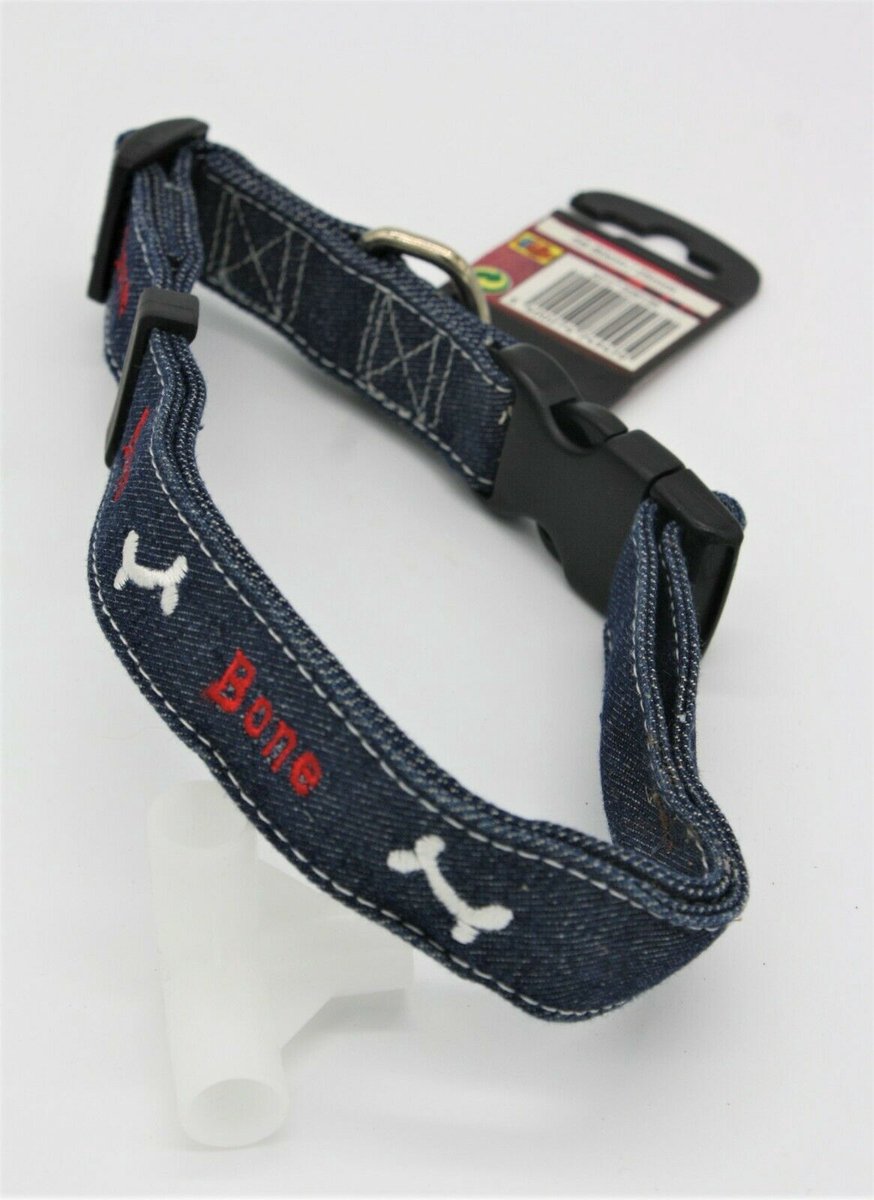 Flamingo Hondenhalsband - Jeans Bone - 56-80 cm - Blauw