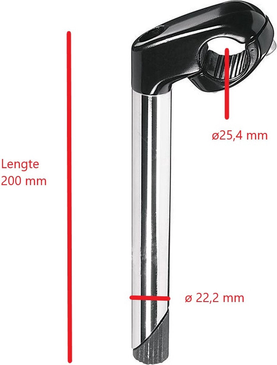 Ergotec CAT 2 Stuurpen vork 22,2 mm Stuur 25,4 mm 200 mm - Zilver/Zwart