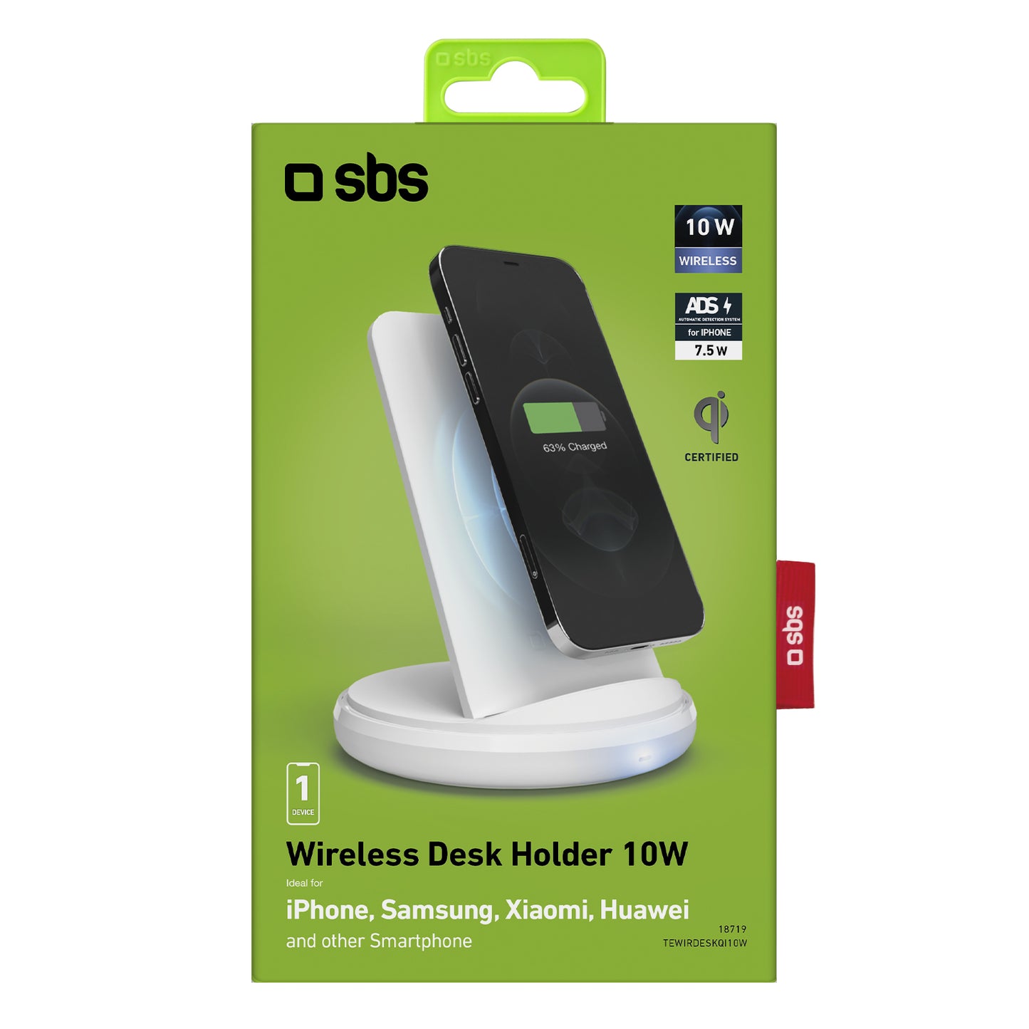 SBS Wireless Desk Holder charger 10W - Wit