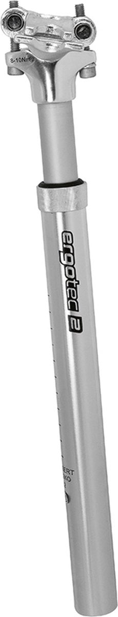 Telescopische verende zadelpen Ergotec SP-5.0 ø27.2mm / 350 mm - Zilver